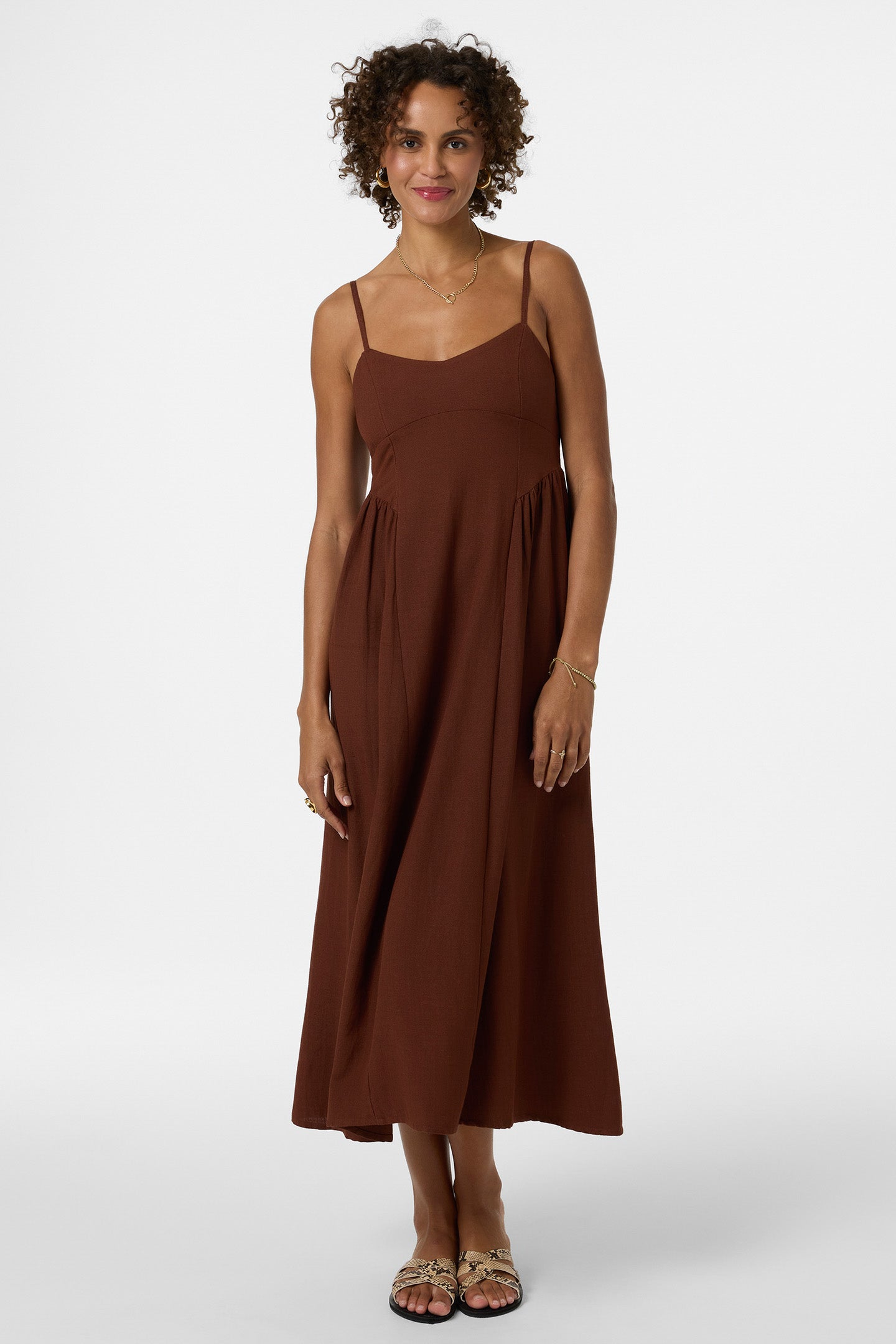 O'Neill Women's Linden Solid Dress, Large, Coconut Brown