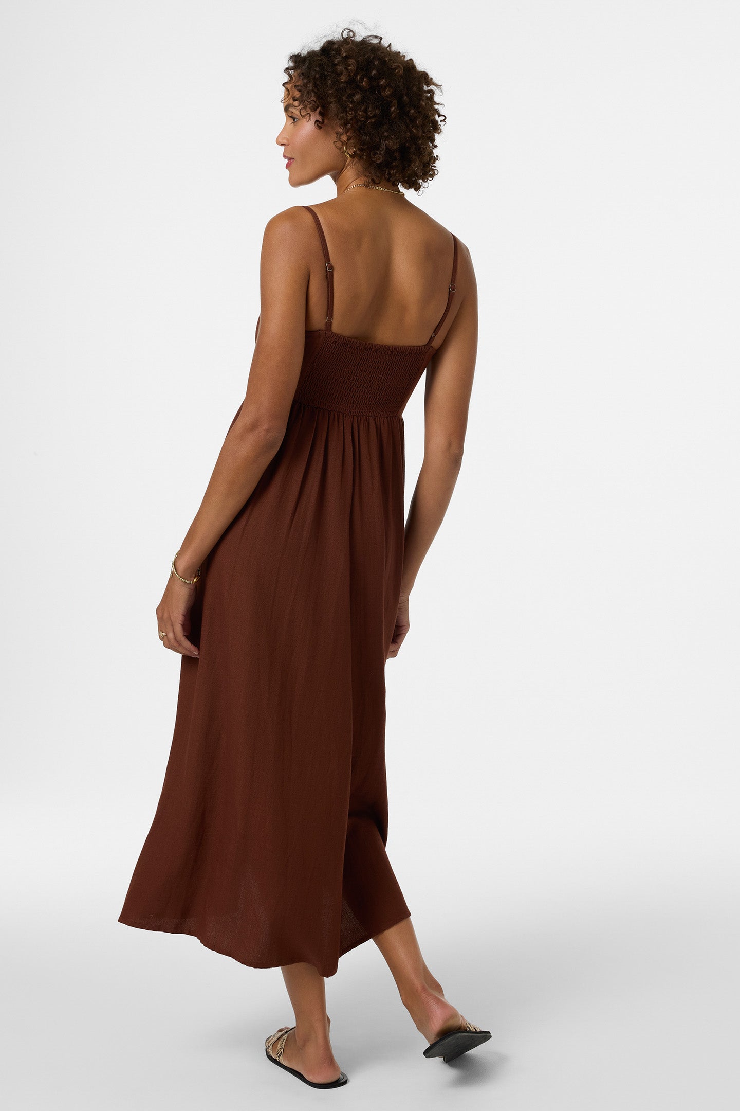 O'Neill Women's Linden Woven Midi Dress - Coconut Brown - Size L O'Neill Women's Linden Woven Midi Dress - Coconut Brown - Size L
