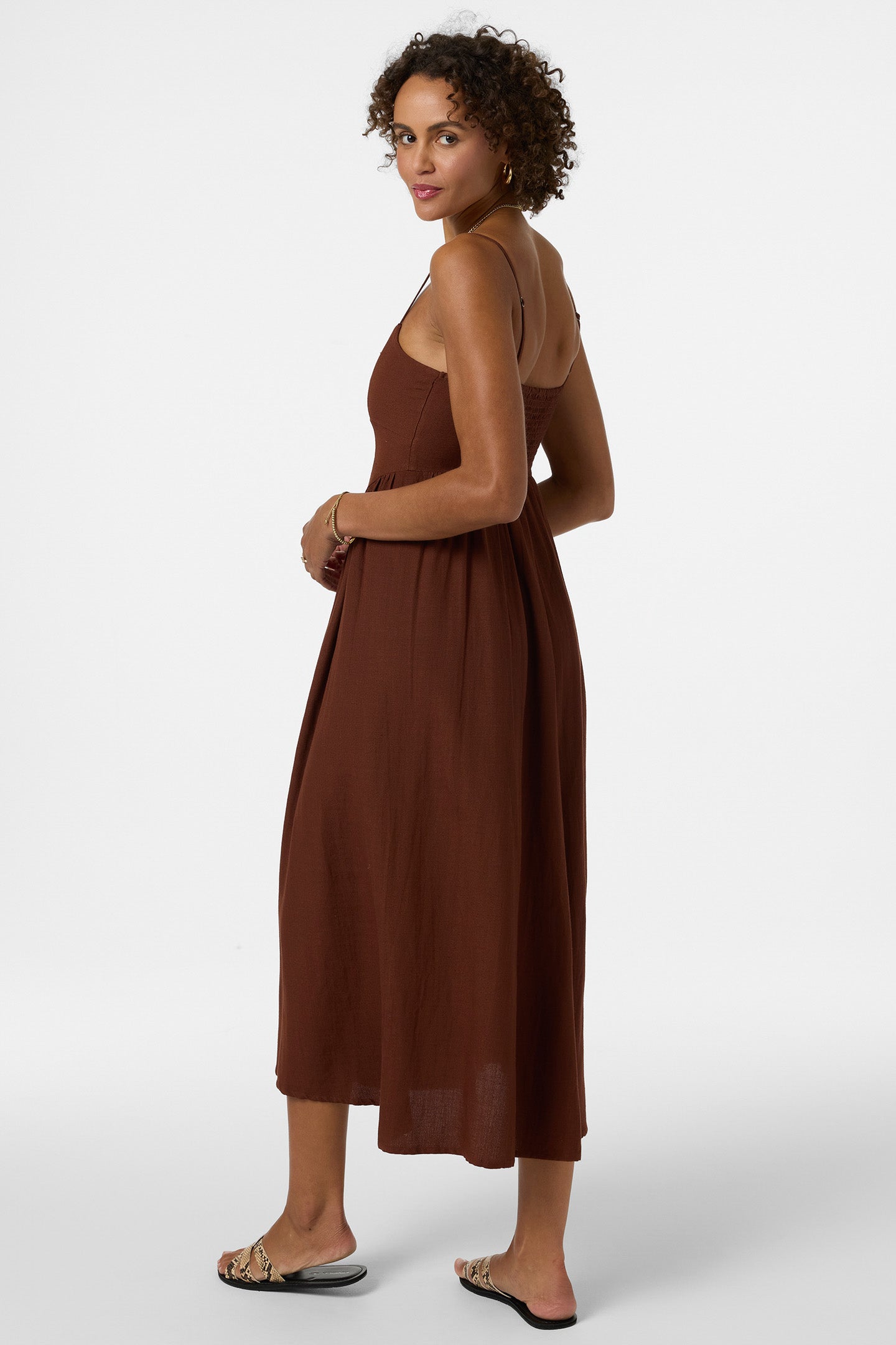 O'Neill Women's Linden Solid Dress, Large, Coconut Brown