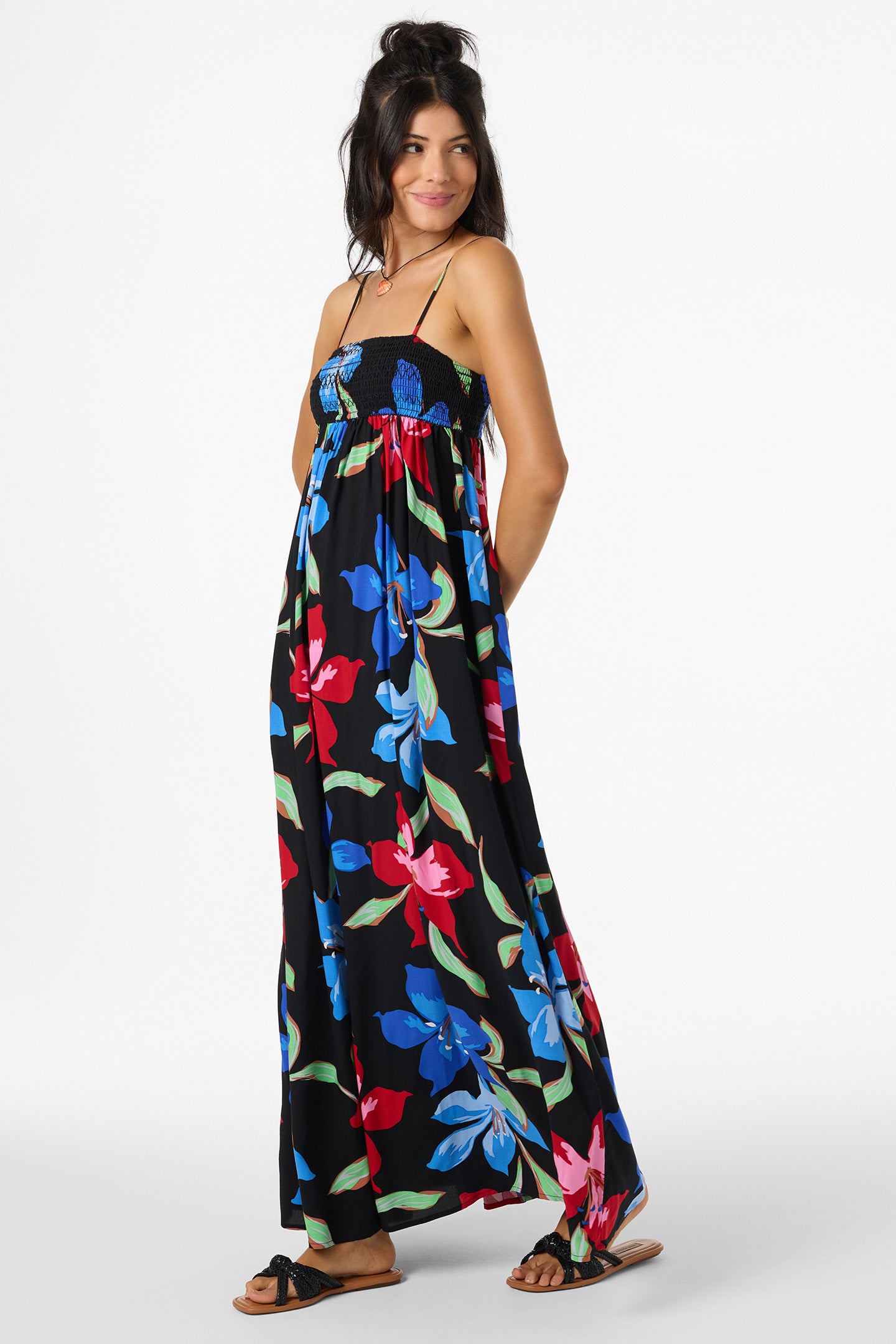 O'Neill Women's Nickie Floral Maxi Dress in Black, Size XS, Viscose O'Neill Women's Nickie Floral Maxi Dress in Black, Size XS, Viscose