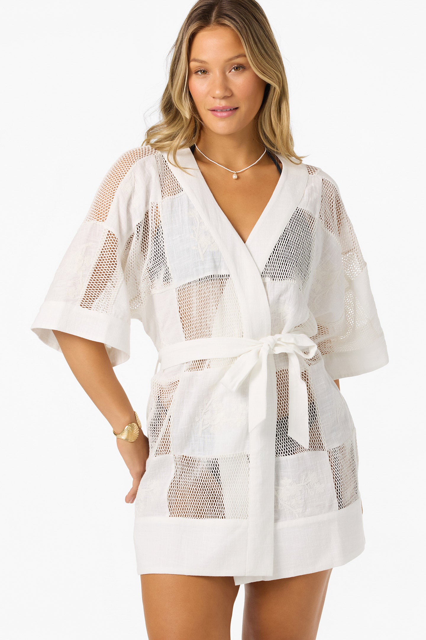 white beach wrap dress Gottex Beach Life Flora Crocheted Beach Dress Cover-Up