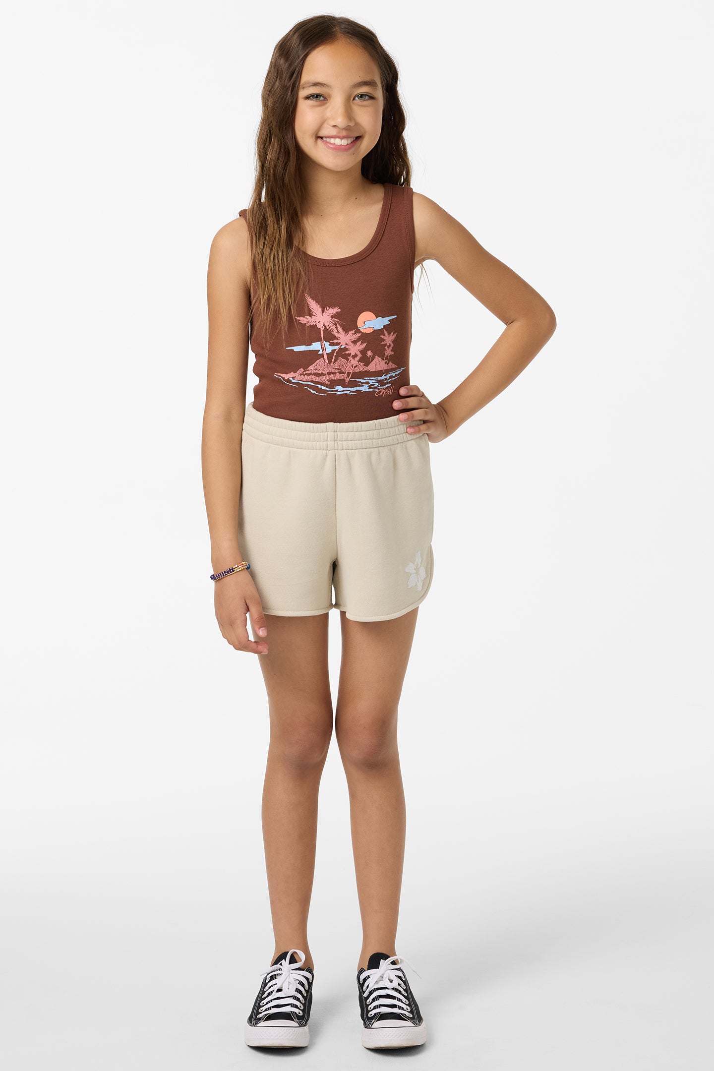 Girl's Tropic Melt Scallop Lounge Shorts - Lt Khaki | O'Neill