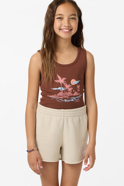 Girl's Tropic Melt Scallop Lounge Shorts - Lt Khaki | O'Neill