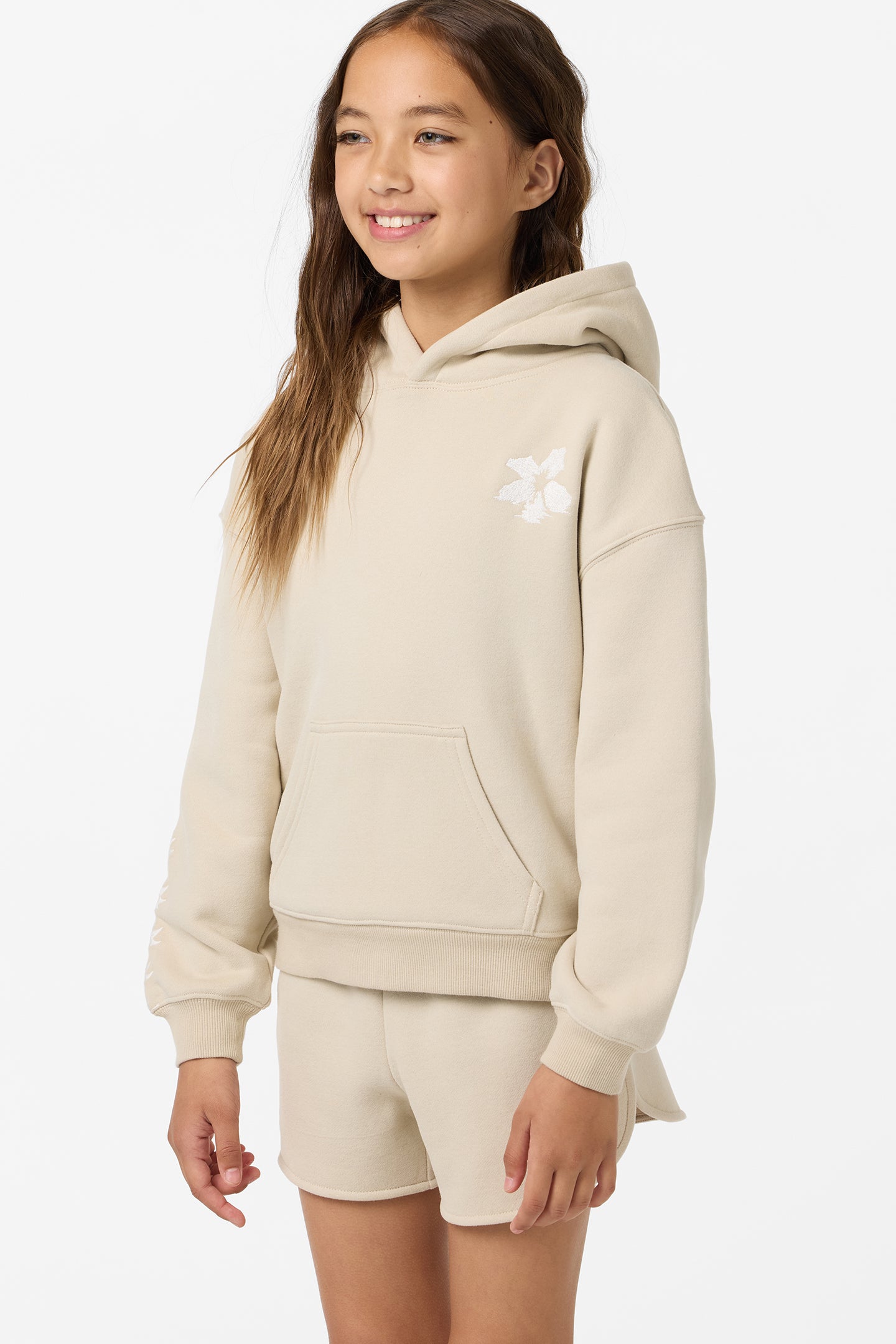 Girl's Tropic Melt Oversized Hoodie Pullover Fleece - Lt Khaki | O