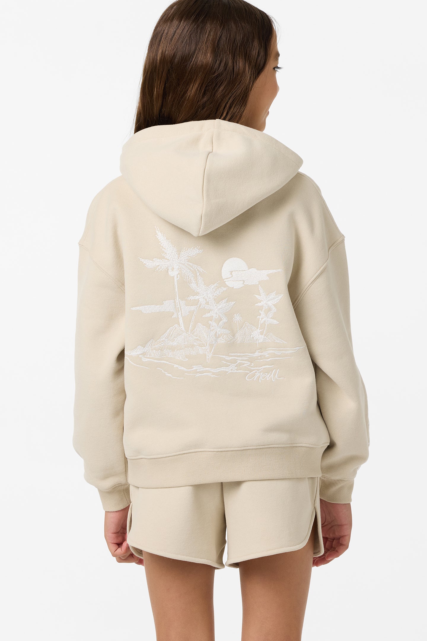 Girl's Tropic Melt Oversized Hoodie Pullover Fleece - Lt Khaki | O
