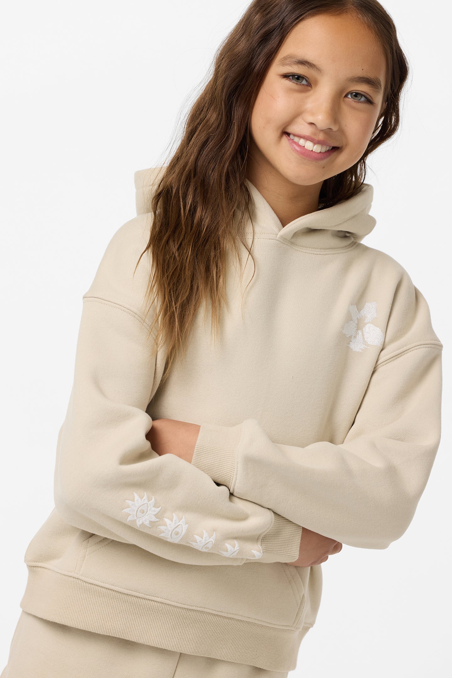 Girl's Tropic Melt Oversized Hoodie Pullover Fleece - Lt Khaki | O