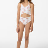 Girl's Ivy Floral Cinched One-Piece - Tofu | O'Neill