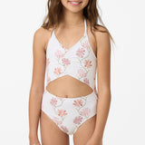 Girl's Ivy Floral Cinched One-Piece - Tofu | O'Neill