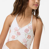Girl's Ivy Floral Cinched One-Piece - Tofu | O'Neill