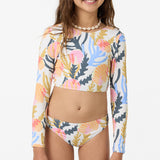 Girl's Cora Geo Long Sleeve Crop Swim Set - Multi Clr | O'Neill