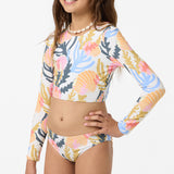 Girl's Cora Geo Long Sleeve Crop Swim Set - Multi Clr | O'Neill