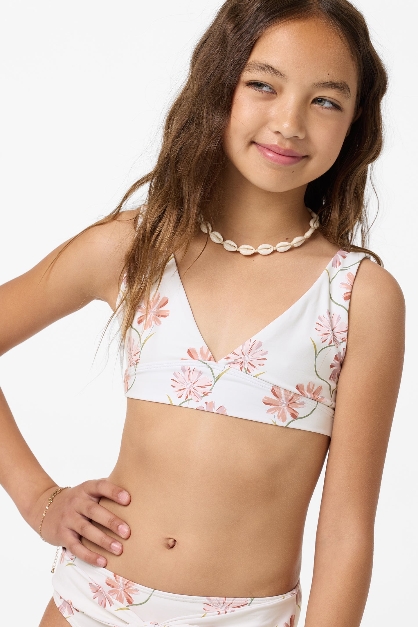 Girl's Ivy Floral Fixed Tri Swim Set - Tofu | O'Neill