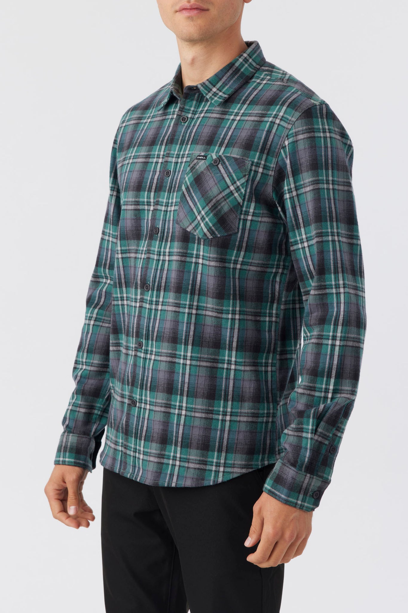 Redmond Plaid Stretch Flannel Long Sleeve Shirt - Ivy Green | O'Neill