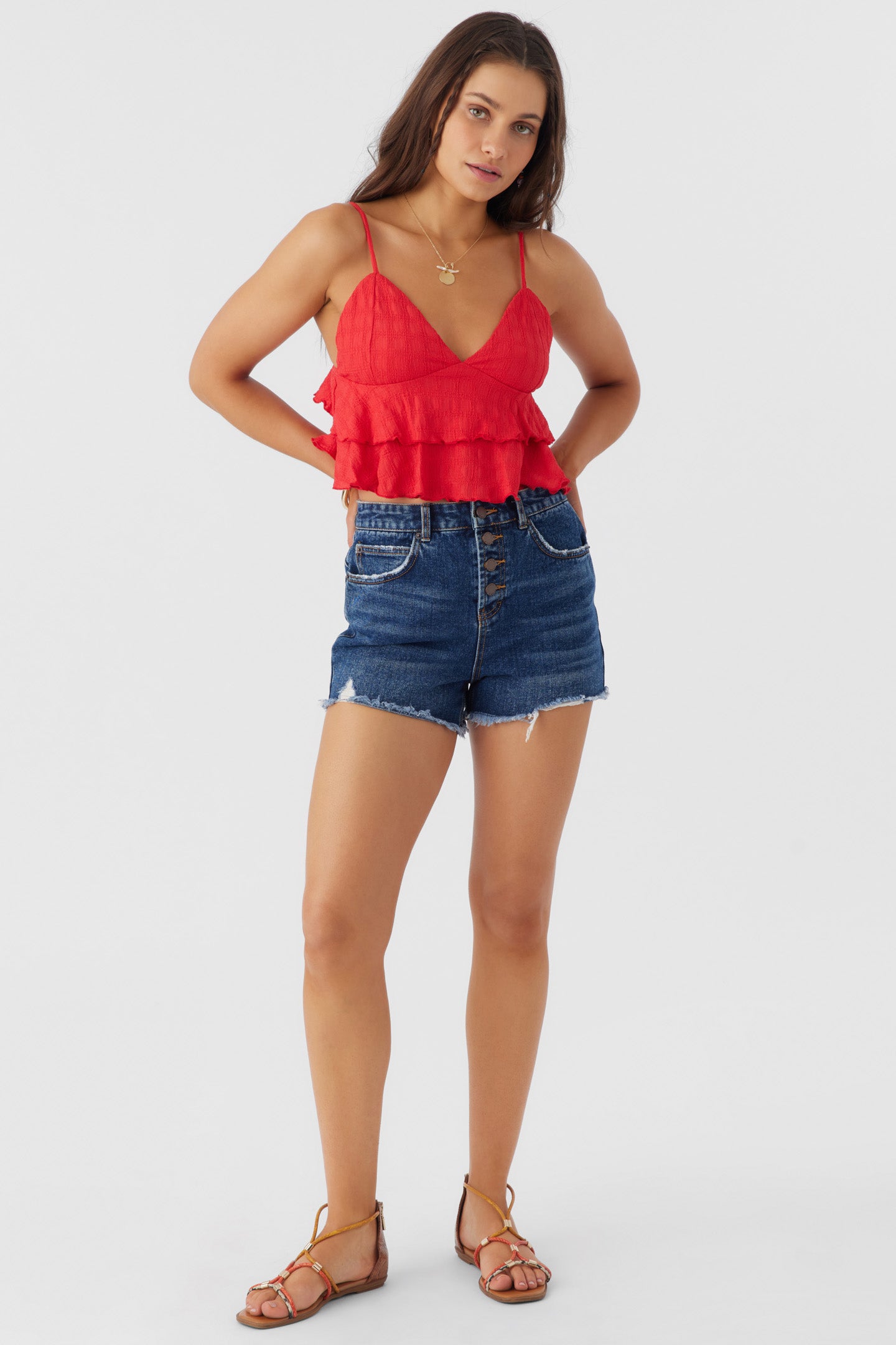 CHLOEY TEXTURED KNIT TIERED TANK TOP