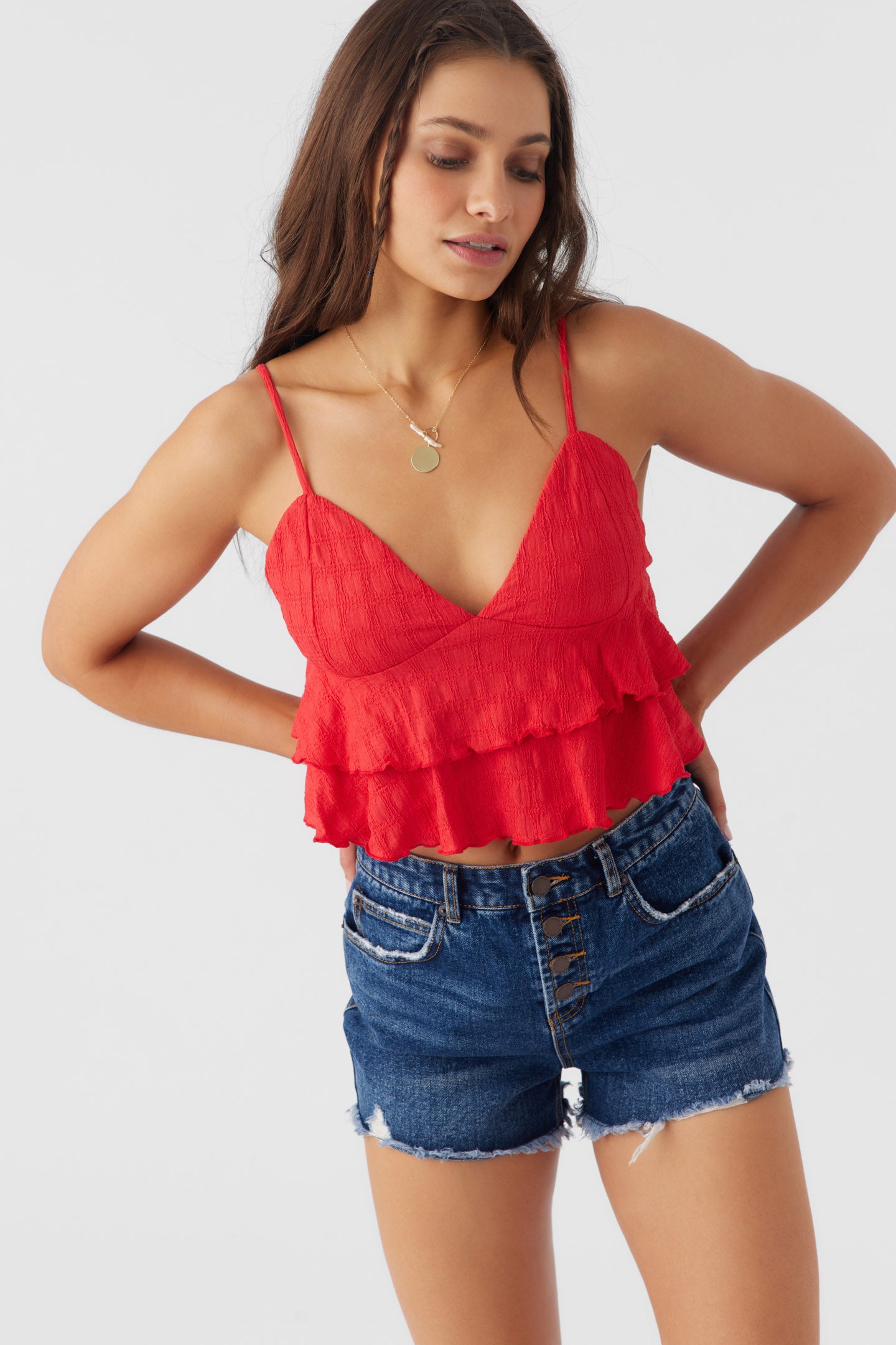 CHLOEY TEXTURED KNIT TIERED TANK TOP