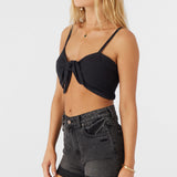 Lea Tie-Front Crop Top