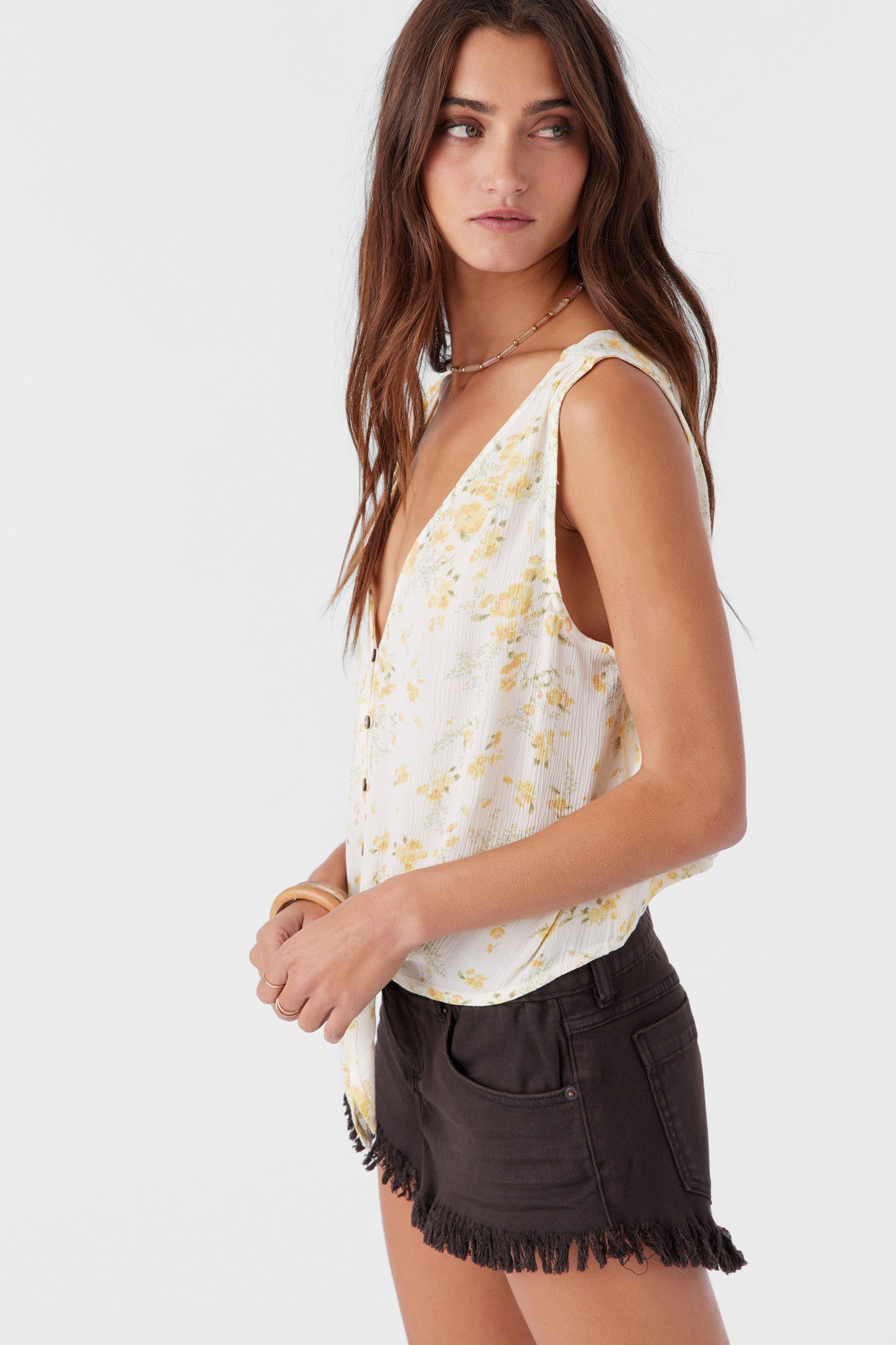 JADEN TATIANNA FLORAL TIE-FRONT TOP