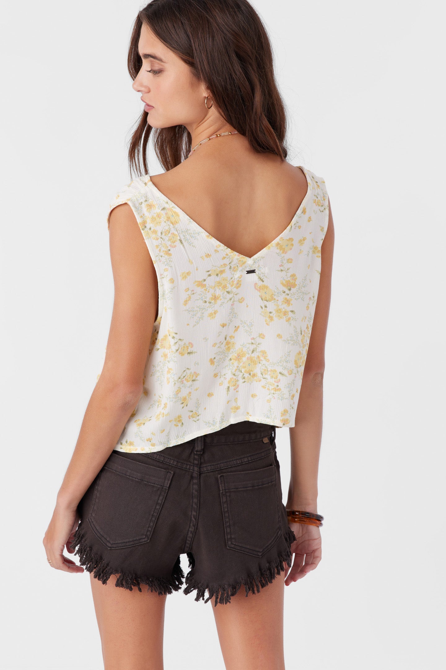 JADEN TATIANNA FLORAL TIE-FRONT TOP