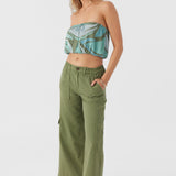 Danny Loreta Print Strapless Crop Top