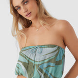 Danny Loreta Print Strapless Crop Top