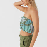 Danny Loreta Print Strapless Crop Top