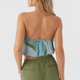 Danny Loreta Print Strapless Crop Top