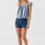 Syndie Fade Stripe Ruffle Sleeve Top