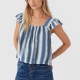Syndie Fade Stripe Ruffle Sleeve Top