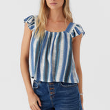 Syndie Fade Stripe Ruffle Sleeve Top