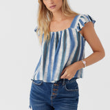 Syndie Fade Stripe Ruffle Sleeve Top