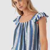 Syndie Fade Stripe Ruffle Sleeve Top