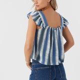 Syndie Fade Stripe Ruffle Sleeve Top