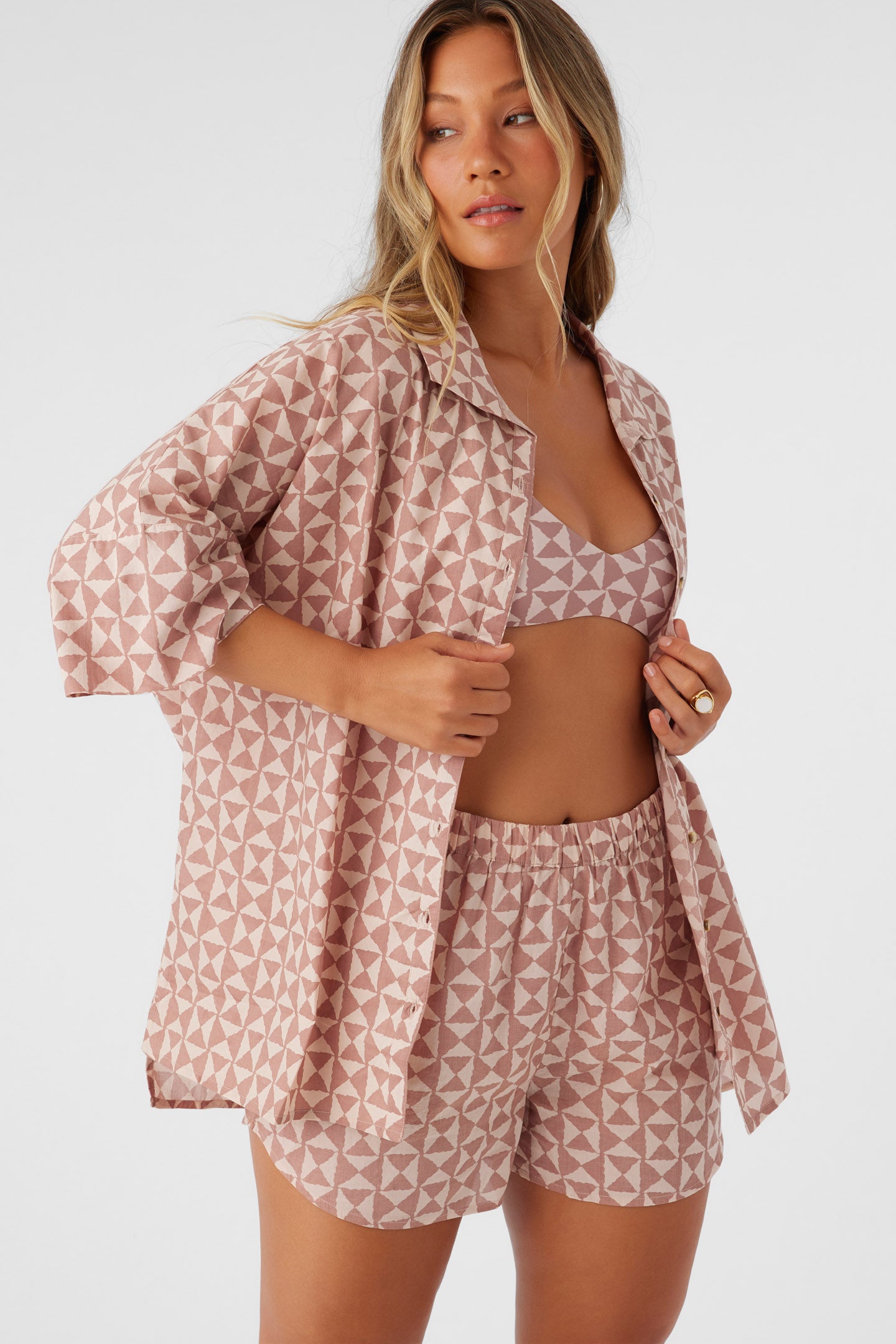 OLIVIA AMOR GEO OVERSIZED COVER-UP SHIRT