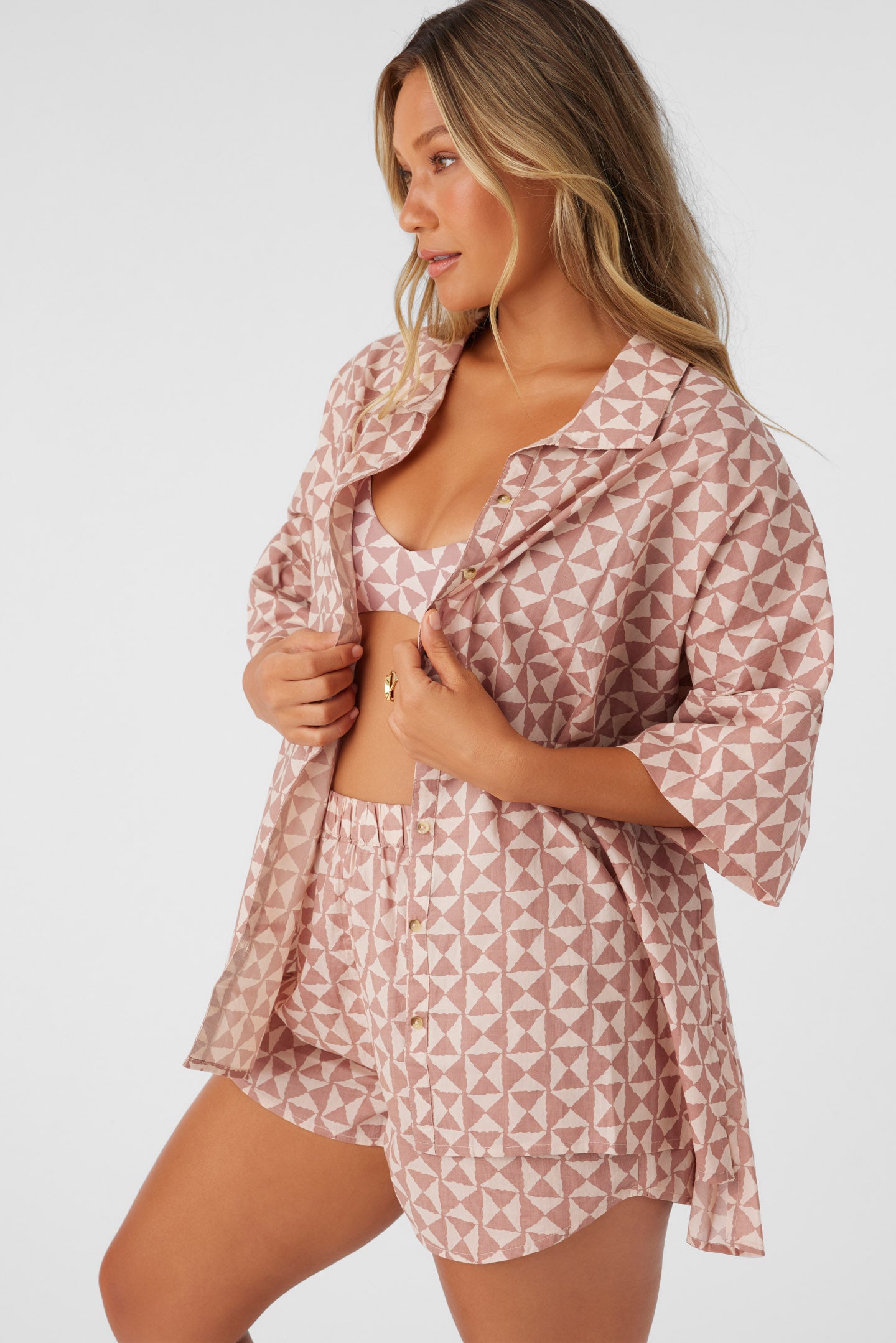 OLIVIA AMOR GEO OVERSIZED COVER-UP SHIRT