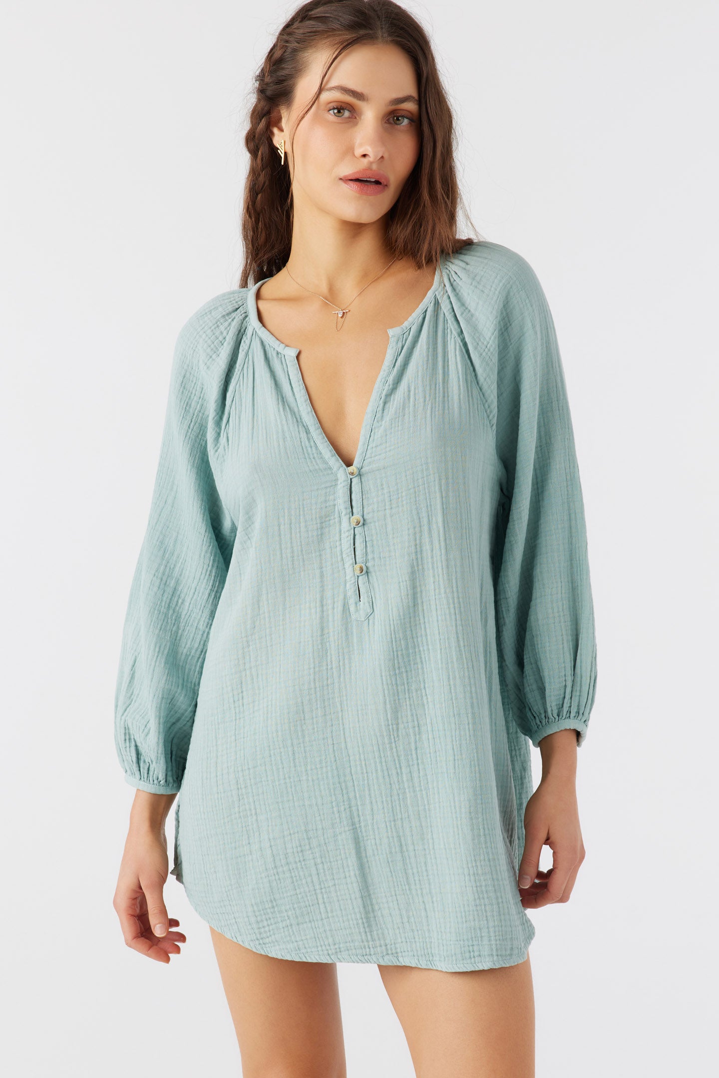 KRYSTEN CRINKLE DOUBLE GAUZE TUNIC SWIM COVER-UP