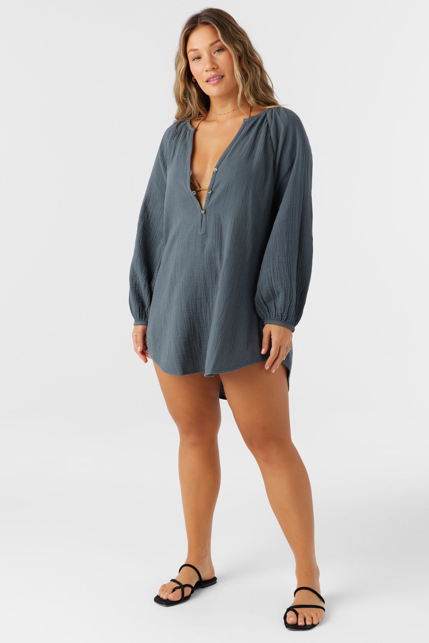 KRYSTEN CRINKLE DOUBLE GAUZE TUNIC SWIM COVER-UP