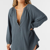 Krysten Crinkle Double Gauze Tunic Swim Cover-Up