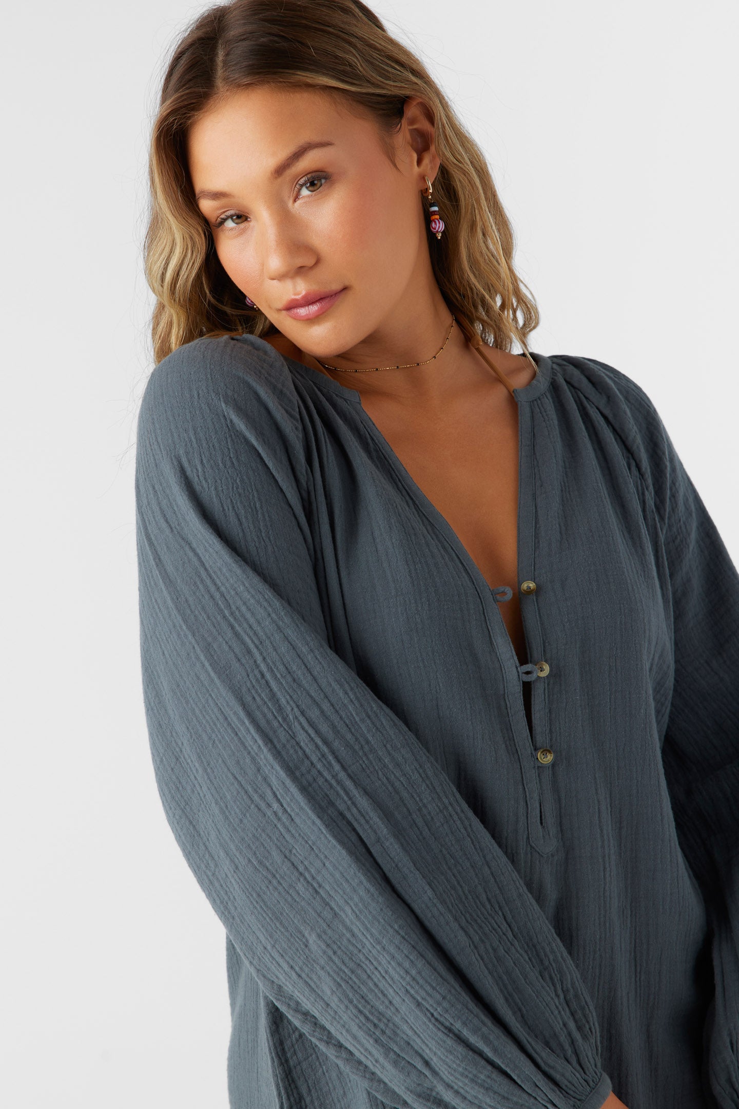 KRYSTEN CRINKLE DOUBLE GAUZE TUNIC SWIM COVER-UP