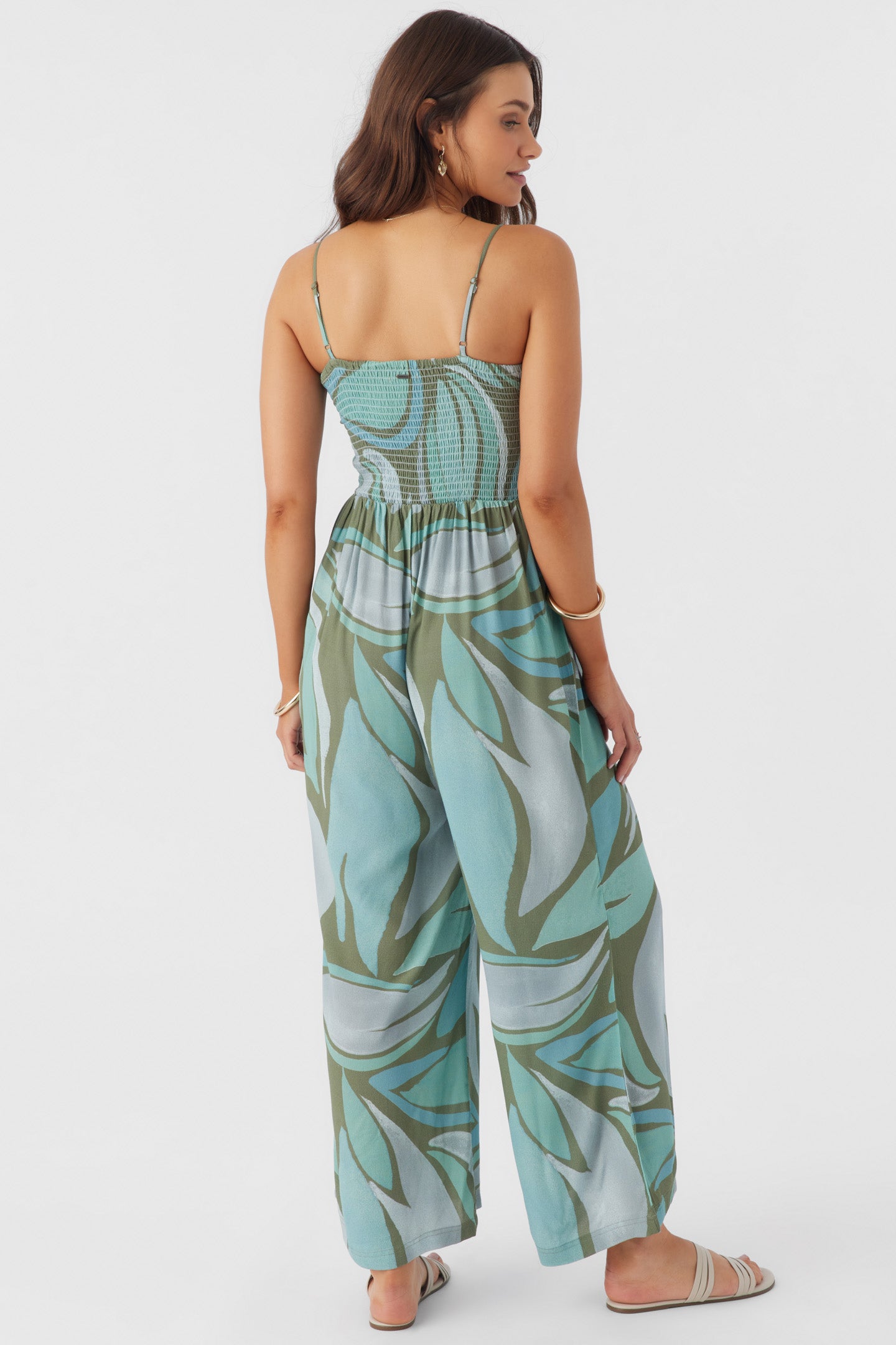 CADE LORETA PRINT SMOCKED JUMPSUIT