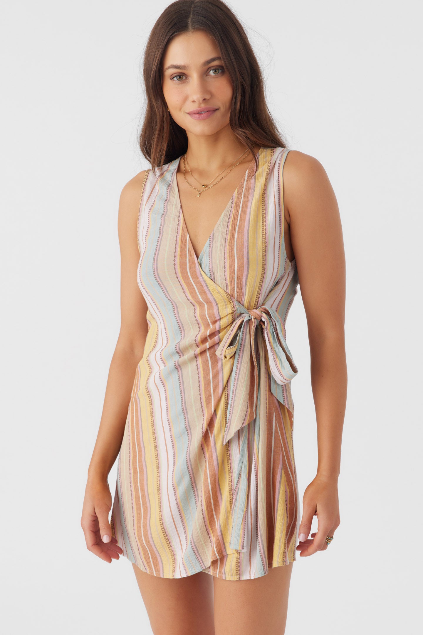 MAIZIE STRIPE WRAP MINI DRESS