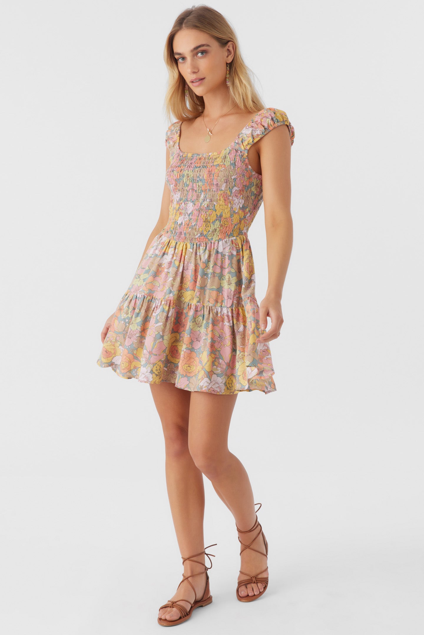 ADELLE JANIS FLORAL SMOCKED DRESS