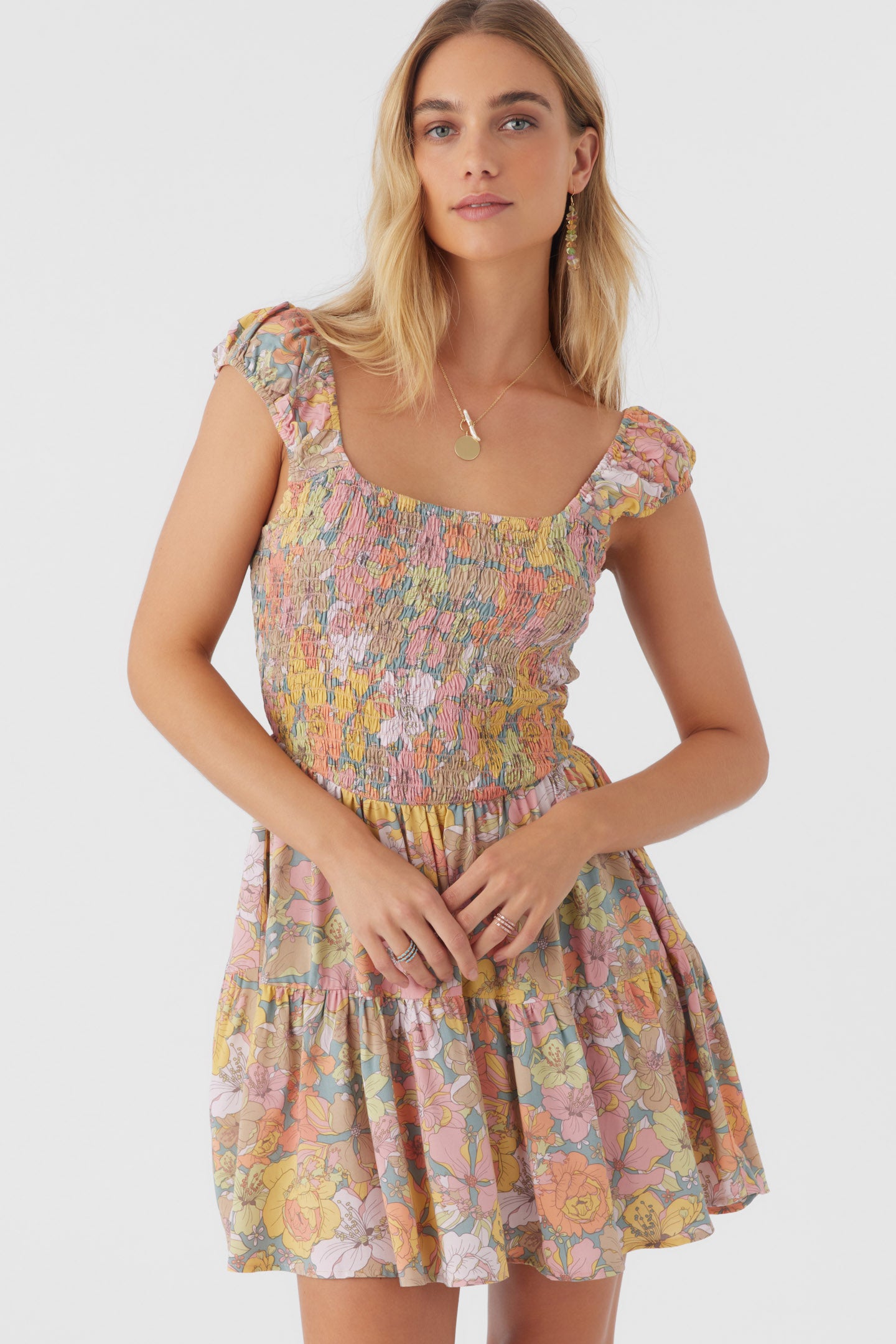 ADELLE JANIS FLORAL SMOCKED DRESS