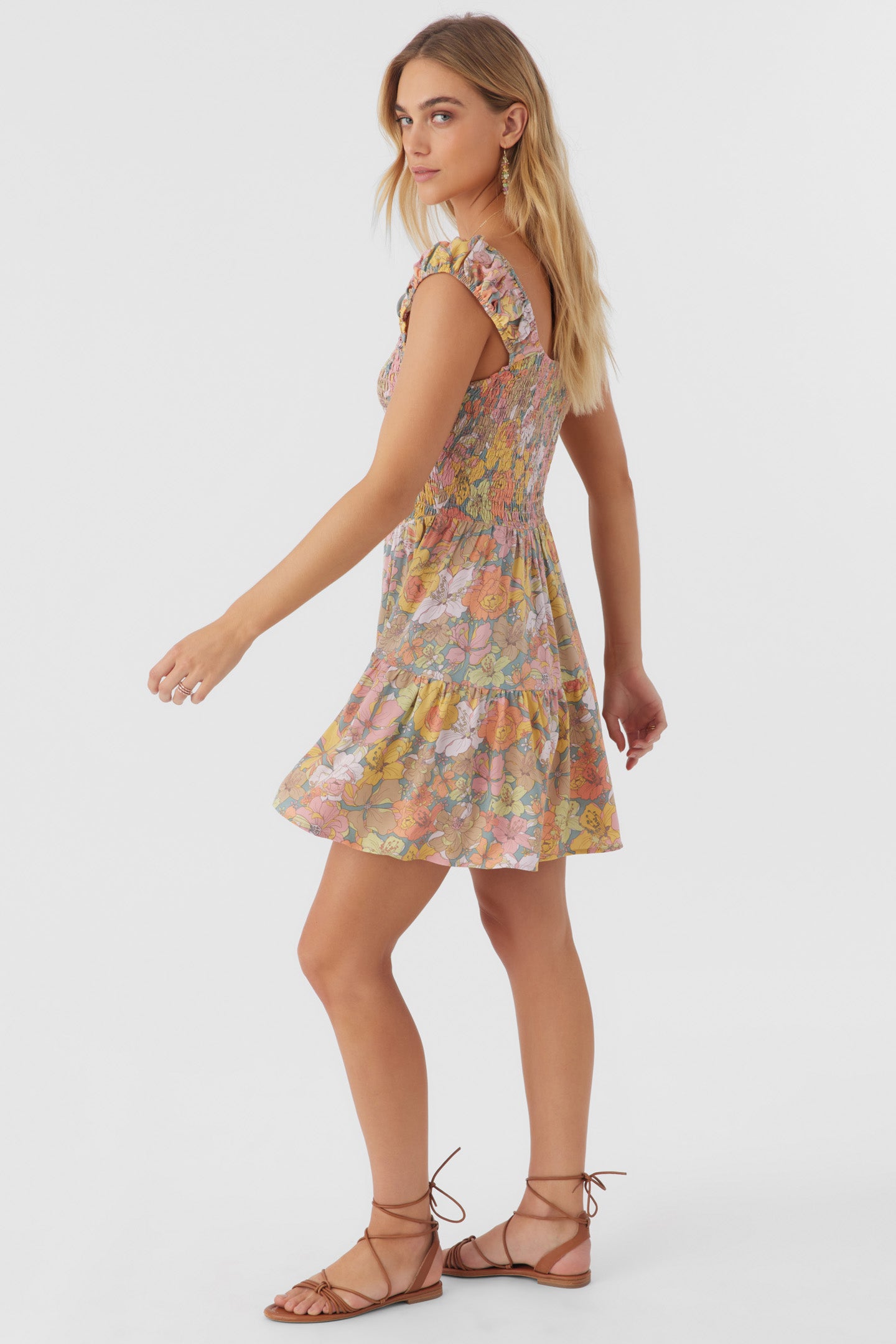 ADELLE JANIS FLORAL SMOCKED DRESS