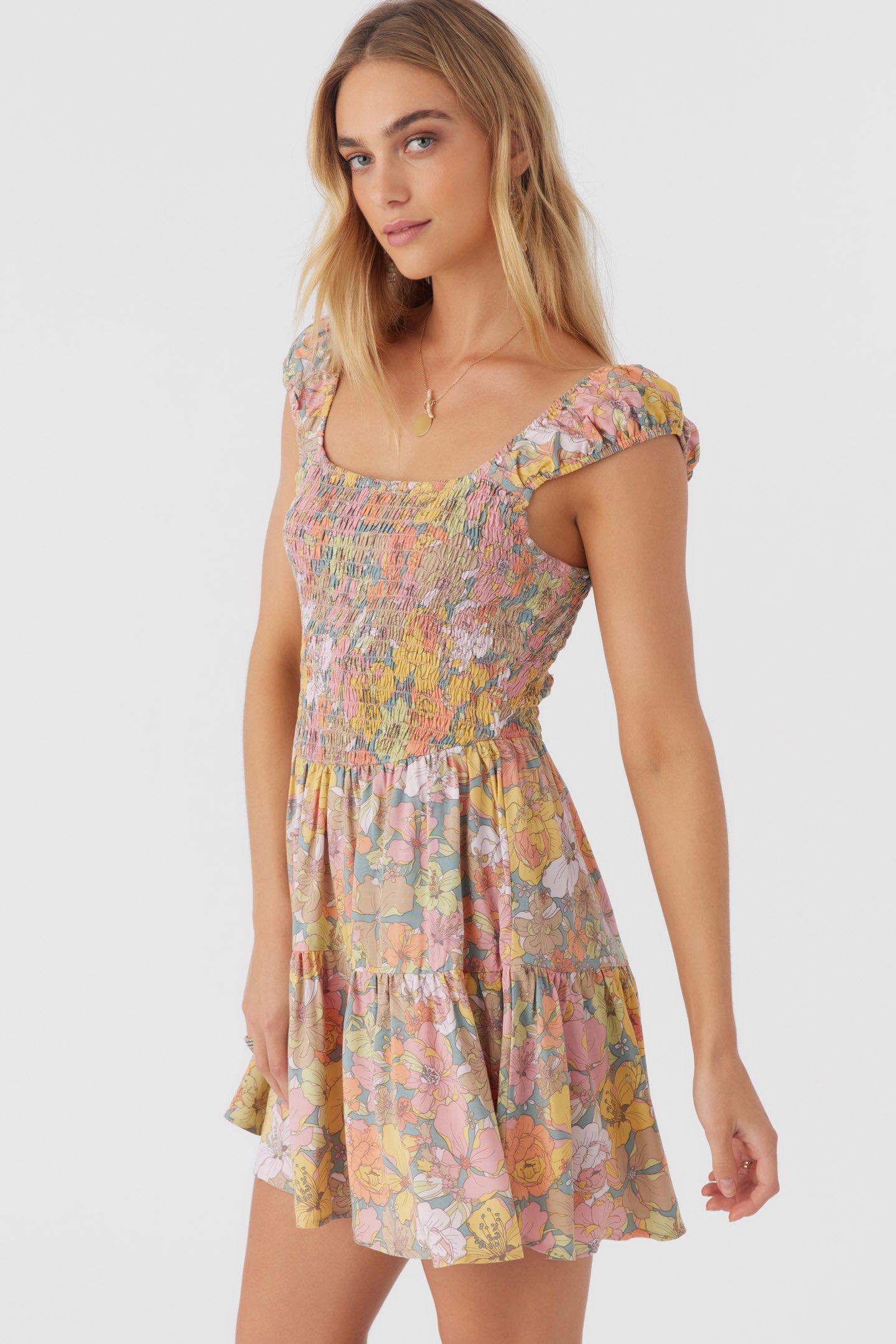 ADELLE JANIS FLORAL SMOCKED DRESS