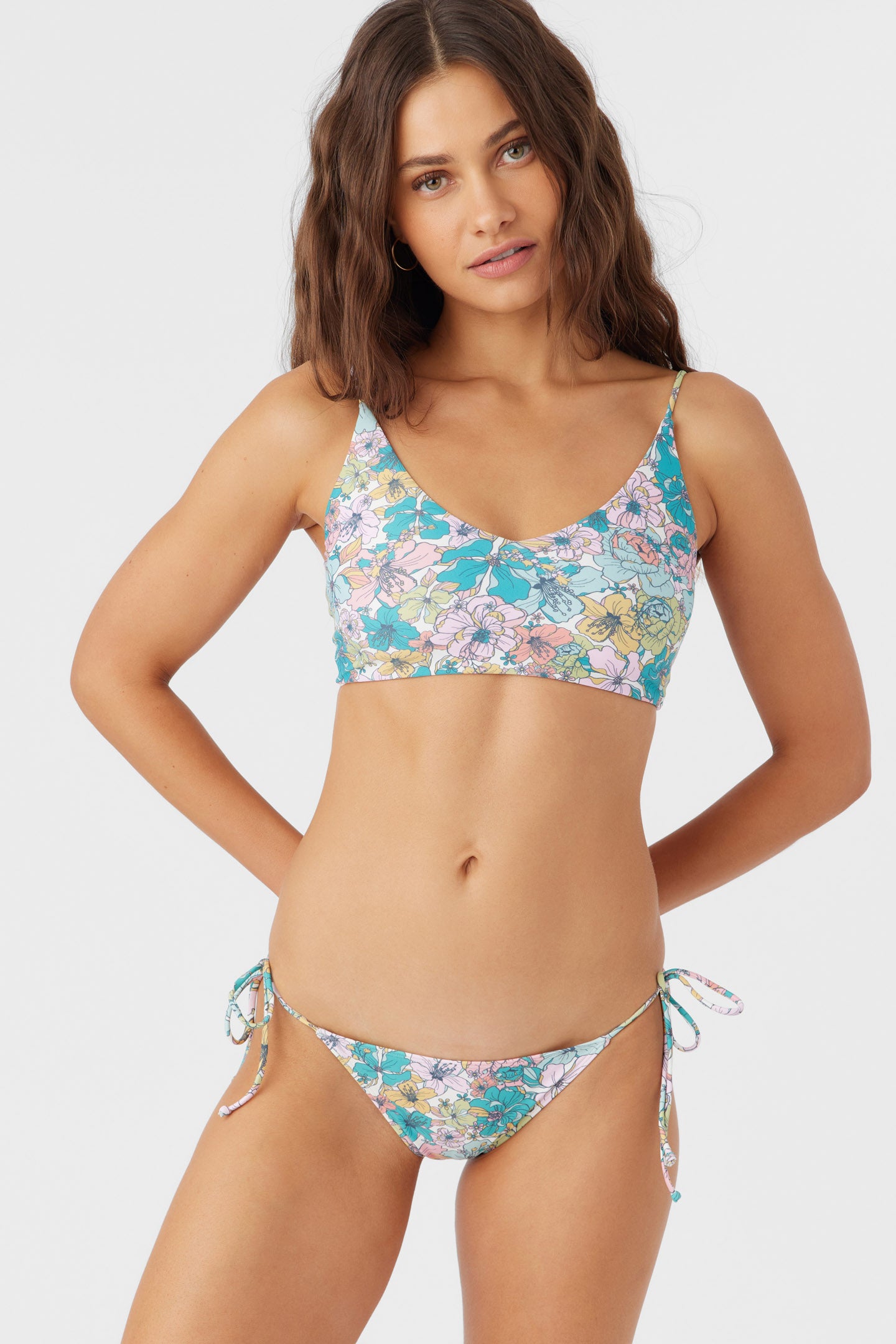 JANIS FLORAL MIDDLES LONGLINE BRALETTE TOP