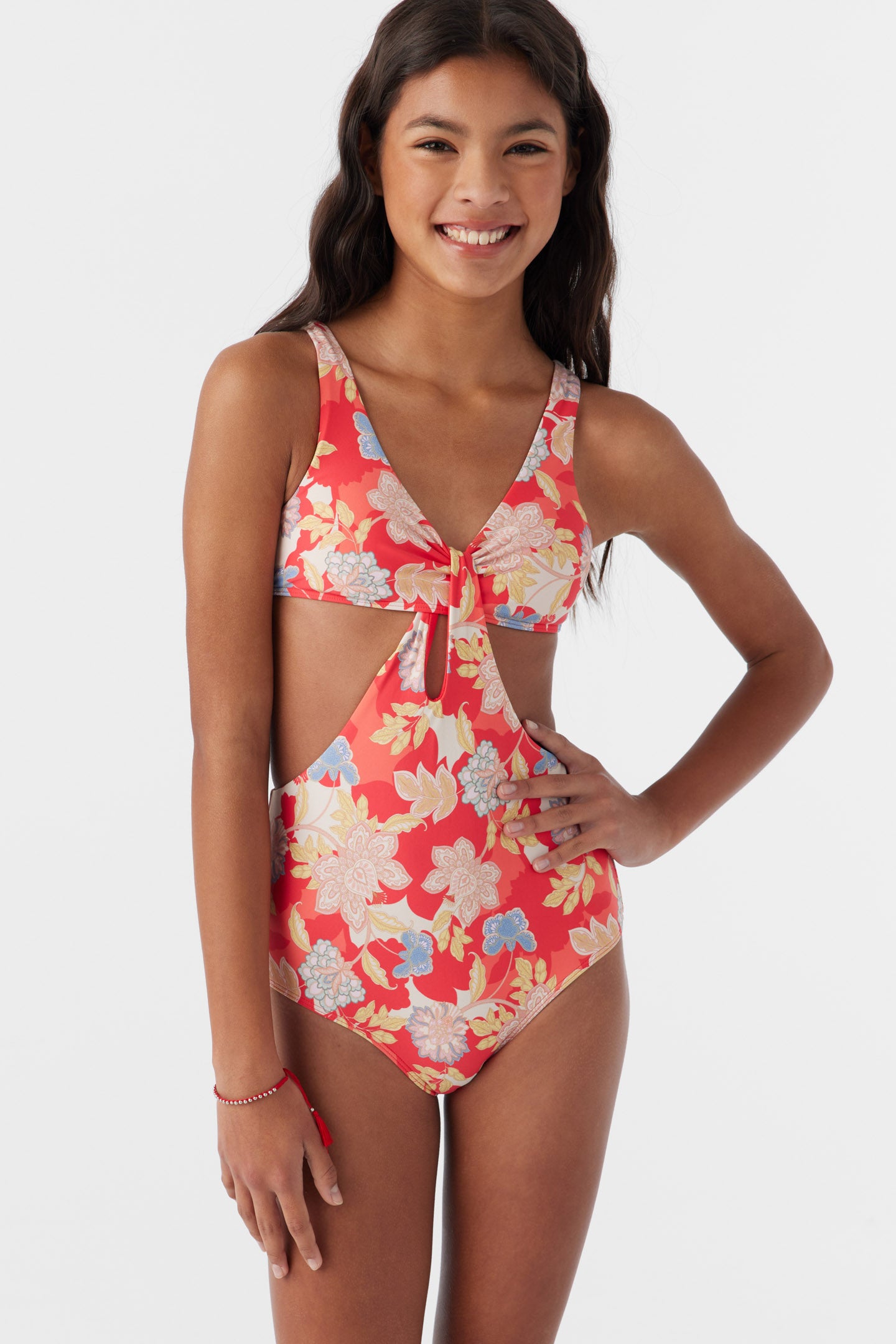 GIRL'S ANTALYA FLORAL TWIST FRONT ONE-PIECE