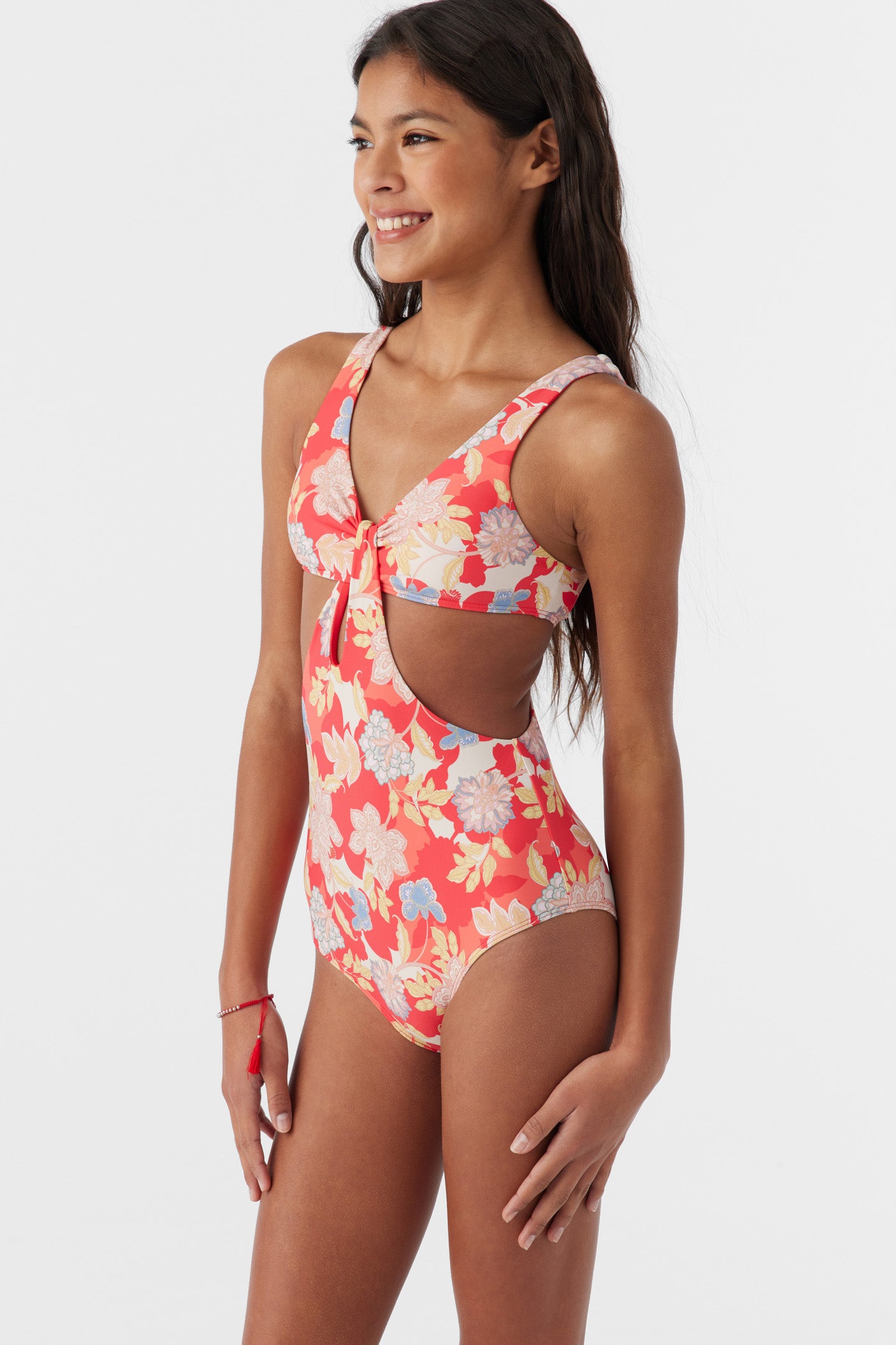 GIRL'S ANTALYA FLORAL TWIST FRONT ONE-PIECE