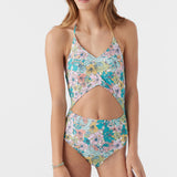 Girl's Janis Floral Cinched One-Piece