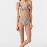 Girl's Eden Ditsy Asymm Ruffle Top Swim Set