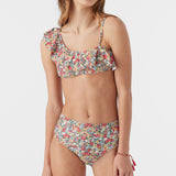Girl's Eden Ditsy Asymm Ruffle Top Swim Set